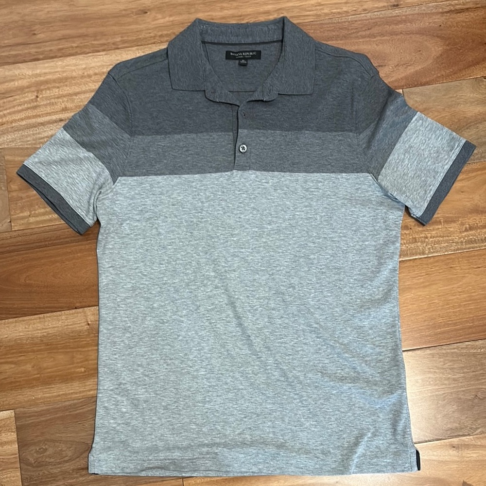 Banana Republic Gray Color-Blocked Polo Shirt
